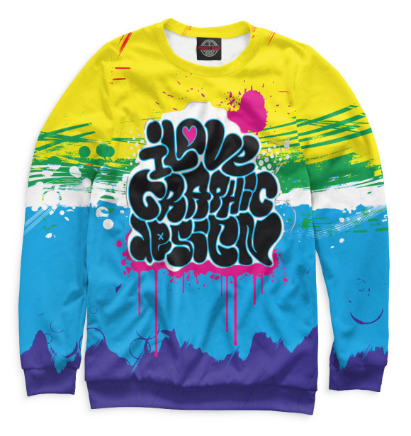 Женский свитшот с изображением I Love Graphic Design цвета Белый