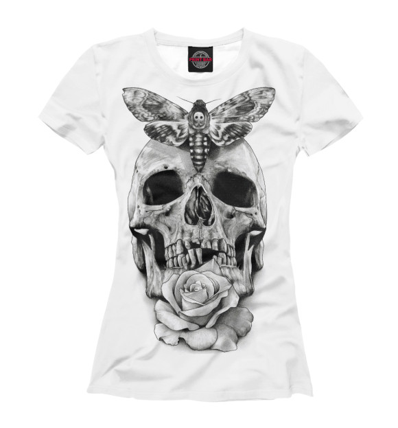 Футболка для девочек с изображением череп цвета Белый