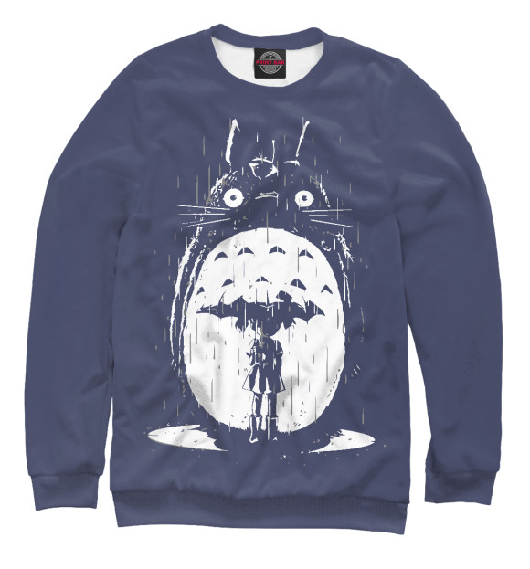 Мужской свитшот с изображением Totoro in Rain цвета Белый