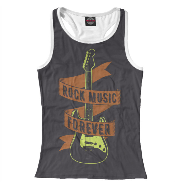 Женская майка-борцовка с изображением Rock music forever цвета Белый