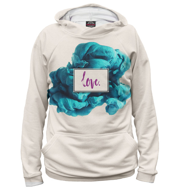 Мужское худи с изображением Love. цвета Белый