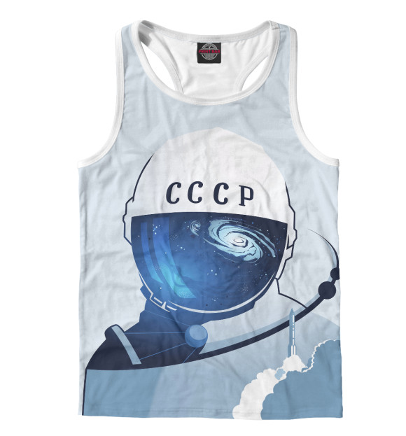 Мужская майка-борцовка с изображением Космонавт СССР цвета Белый