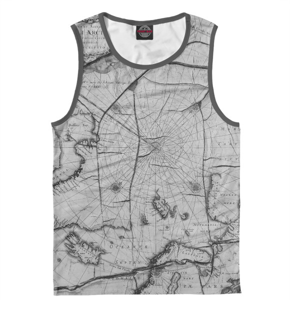 Майка для мальчика с изображением Старинная карта- фреска на стене цвета Белый