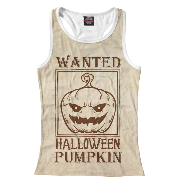 Женская майка-борцовка с изображением Helloween Pumpkin цвета Белый