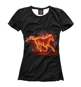 Женская футболка Огненная лошадь