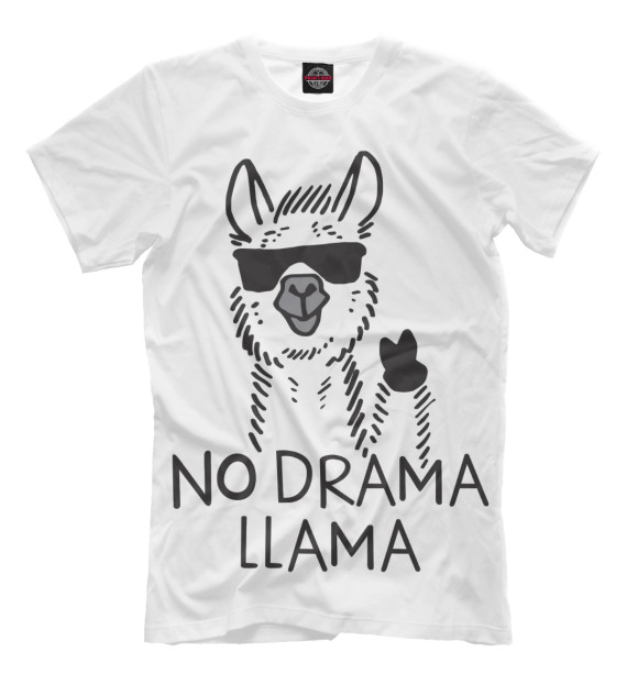 Мужская футболка с изображением Лама - драма. цвета Молочно-белый