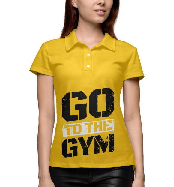 Женское поло с изображением Go to the Gym цвета Белый
