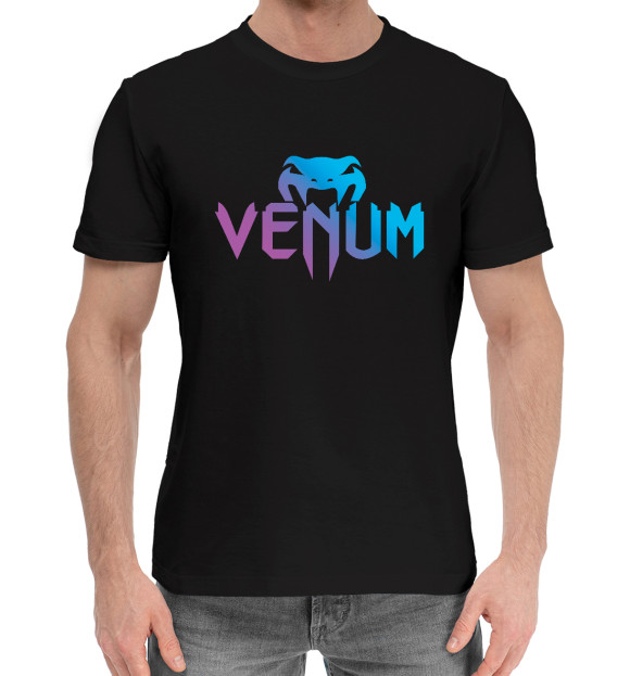 Мужская хлопковая футболка с изображением Venum цвета Черный