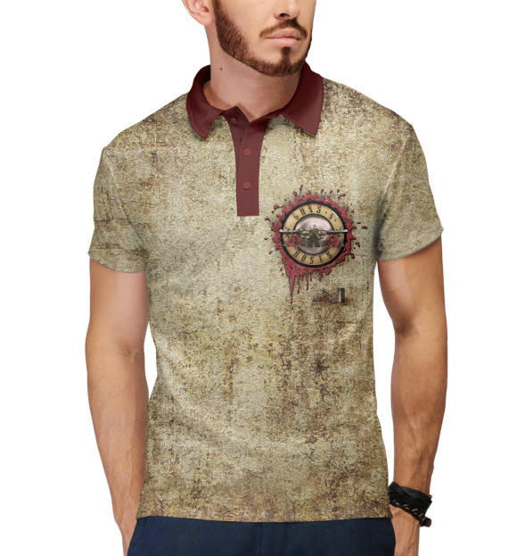 Мужское поло с изображением Guns N’ Roses цвета Белый