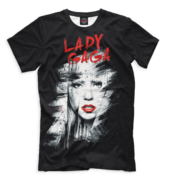 Мужская футболка с изображением Lady Gaga цвета Черный