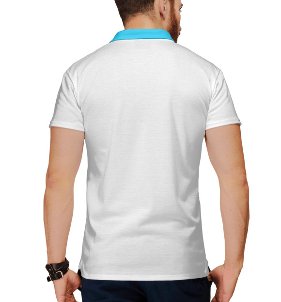 Мужское поло с изображением Йога-ёжик цвета Белый