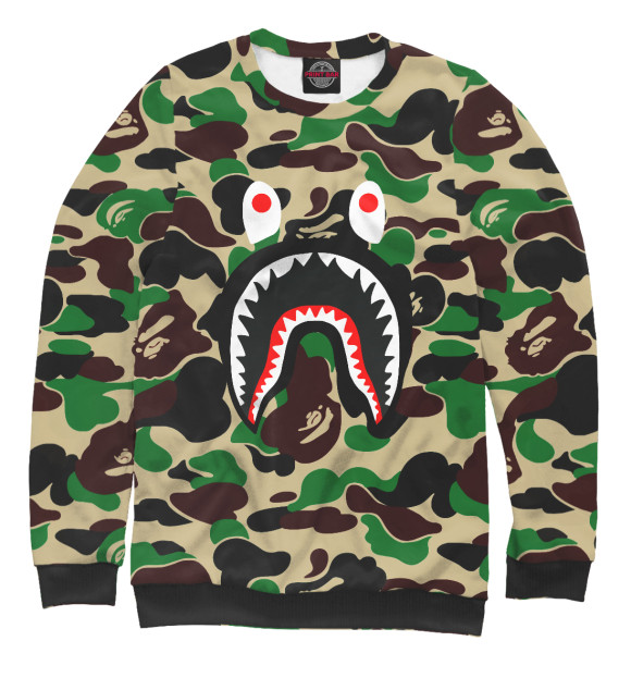 Женский свитшот с изображением Bape Shark цвета Белый