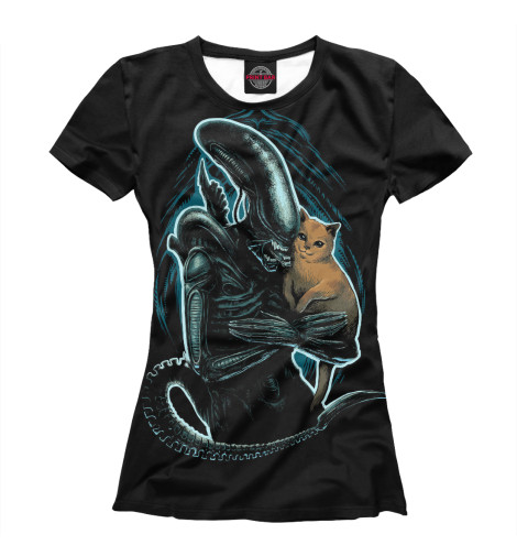 

Футболки Print Bar, Белый, Чужой с котиком