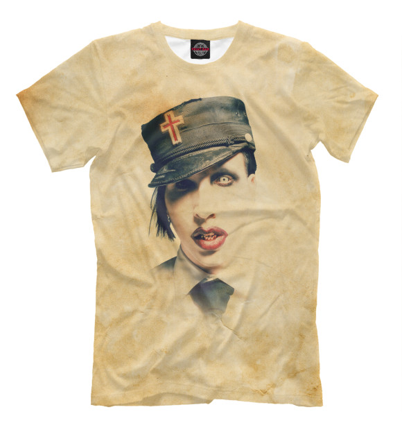 Мужская футболка с изображением Marilyn Manson цвета Бежевый