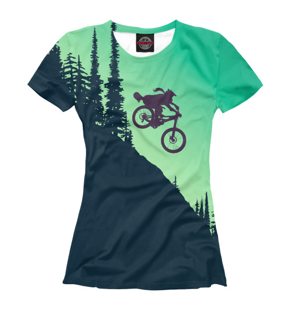 Женская футболка с изображением MTB Downhill цвета Белый