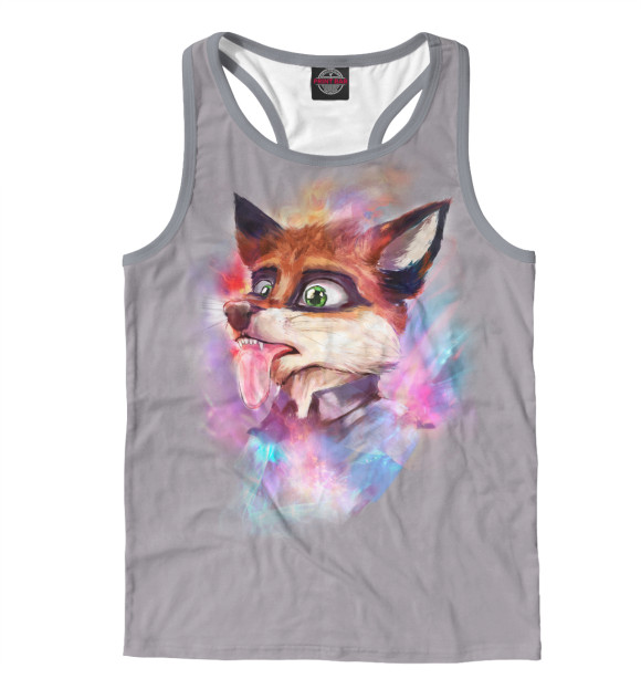 Мужская майка-борцовка с изображением Лис цвета Белый