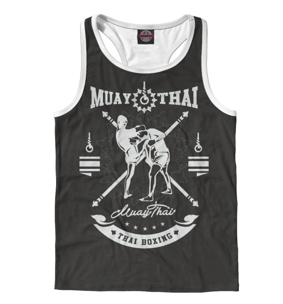 Мужская майка-борцовка с притом Muay Thai цвета Белый Мужская майка-борцовка с изображением Muay Thai цвета Белый