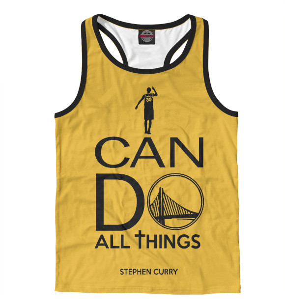 Мужская майка-борцовка с изображением Stephen Curry цвета Белый