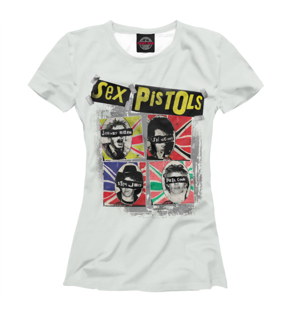 Женская футболка с изображением Sex Pistols цвета Белый