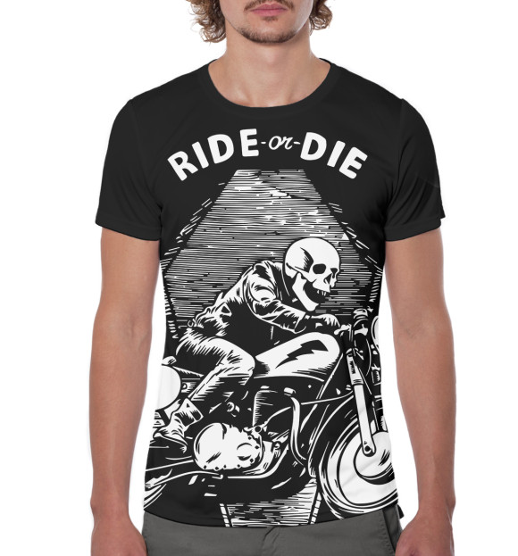 Мужская футболка с изображением Ride or Die цвета Белый