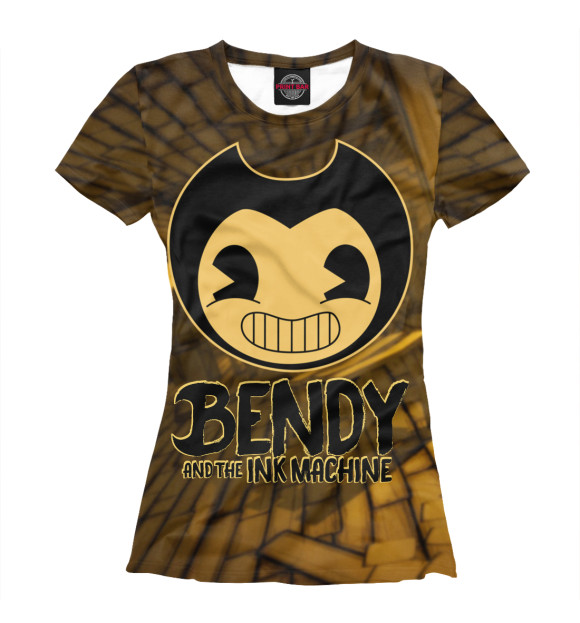 Женская футболка с изображением Bendy and the ink machine цвета Белый
