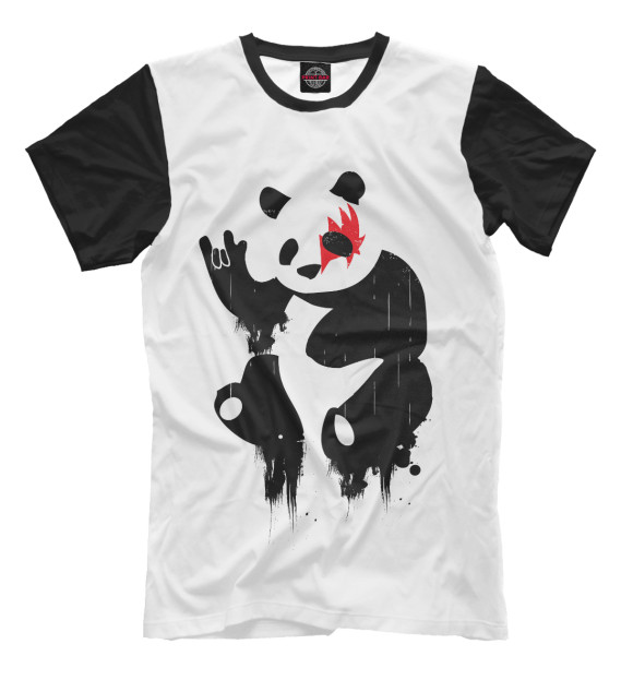 Мужская футболка с изображением Рок-Панда цвета Молочно-белый