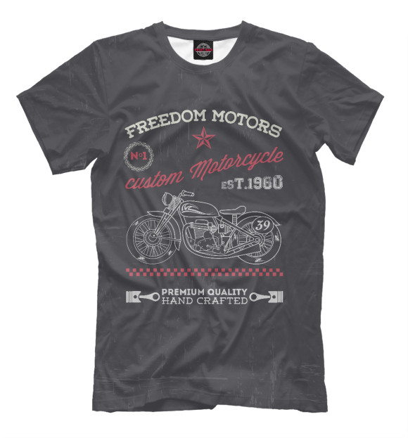 Мужская футболка с изображением Freedom Motors цвета Серый