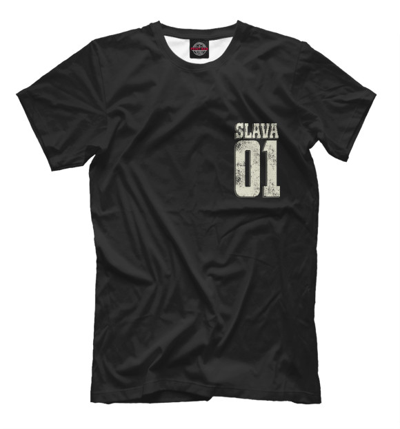Мужская футболка с изображением Слава 01 цвета Черный