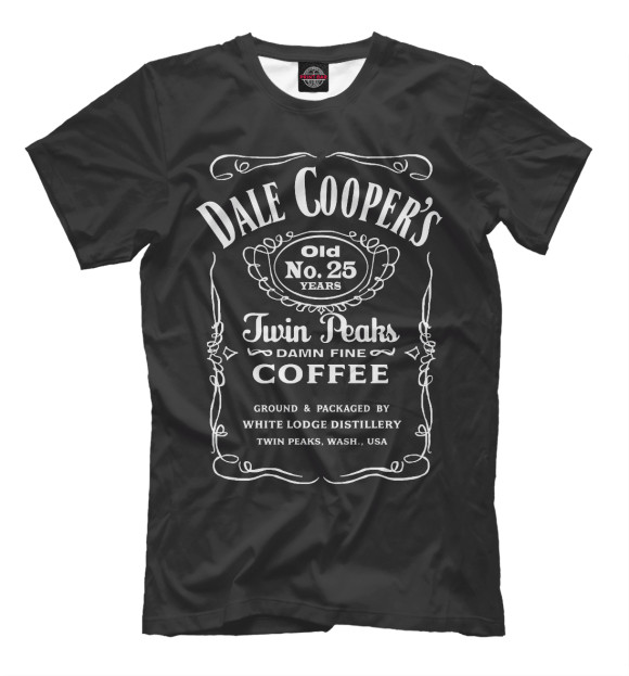 Мужская футболка с изображением Dale Cooper Whiskey цвета Черный