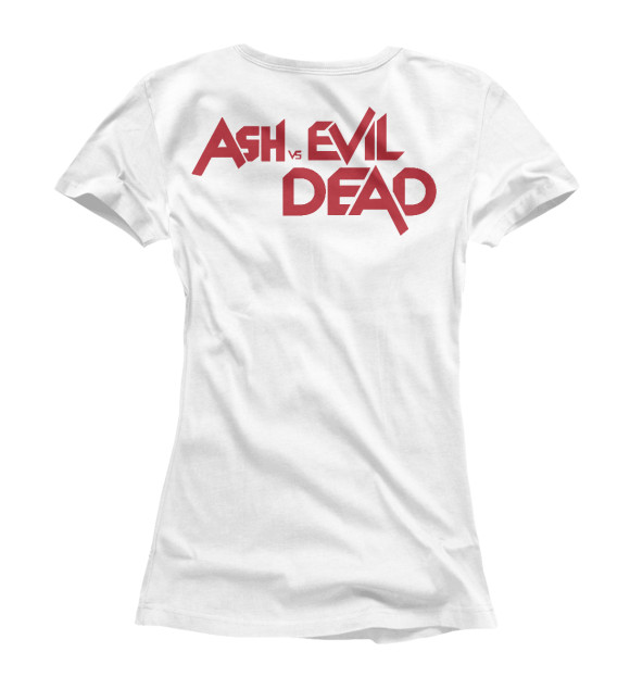 Женская футболка с изображением Эш против Зловещих мертвецов цвета Белый
