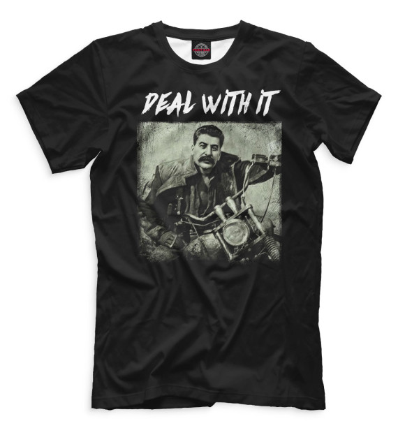 Мужская футболка с изображением Иосиф Сталин цвета Черный