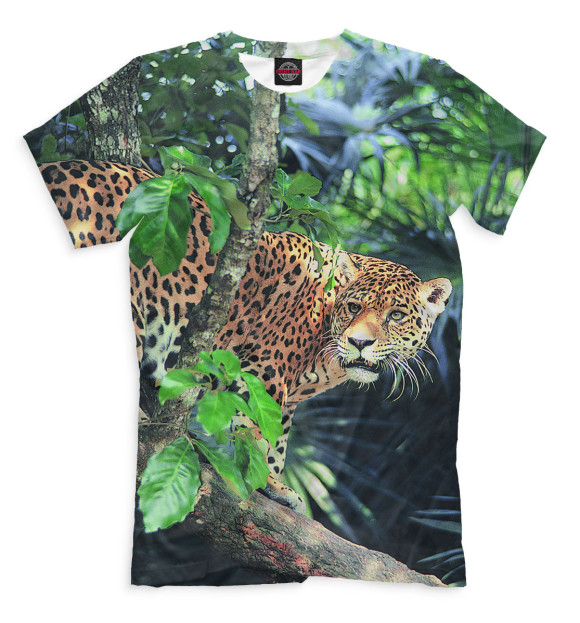 Мужская футболка с изображением Леопард цвета Серый