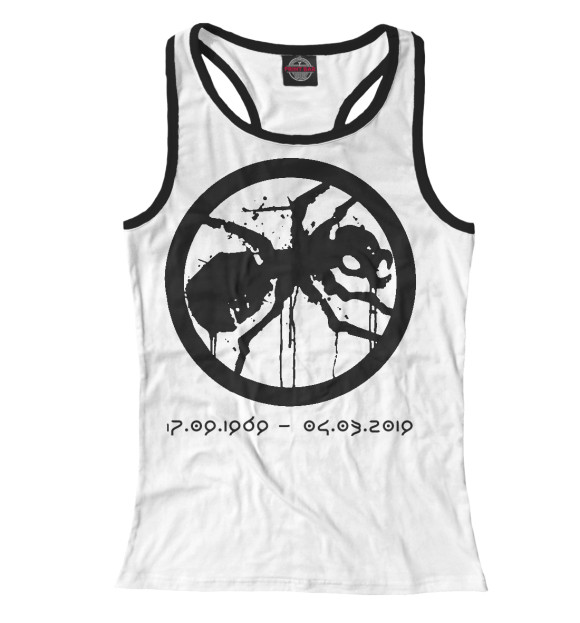 Женская майка-борцовка с притом Муравей чёрный цвета Белый Женская майка-борцовка с изображением Муравей чёрный цвета Белый