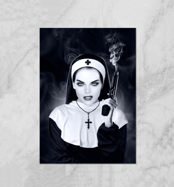 Плакат с притом Монашка со стволом цвета Белый Плакат с изображением Монашка со стволом цвета Белый