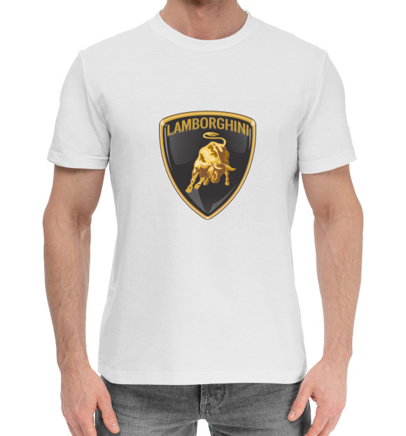 Мужская хлопковая футболка с изображением Lamborghini цвета Белый