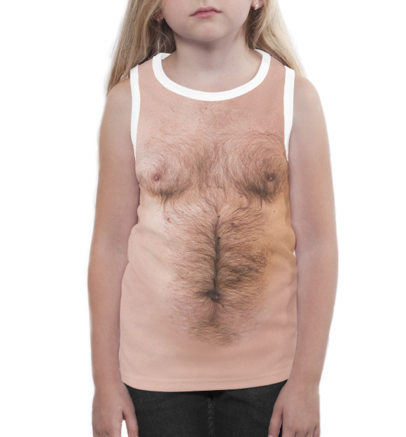 Майка для девочки с изображением Волосатая грудь цвета Белый