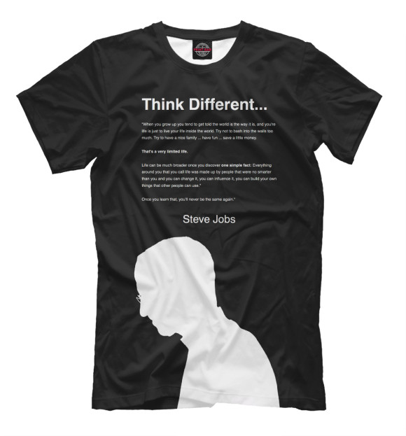 Мужская футболка с изображением Стив Джобс цвета Черный