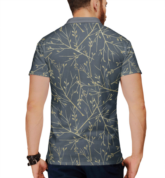 Мужское поло с изображением Веточка цвета Белый