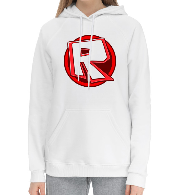 Женский хлопковый худи с изображением Roblox Logo цвета Белый
