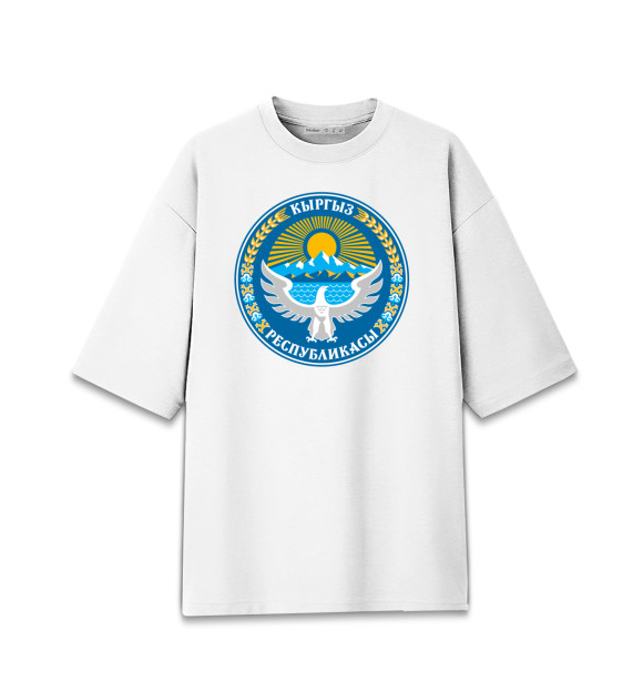 Мужская футболка оверсайз с изображением Кыргыз цвета Белый