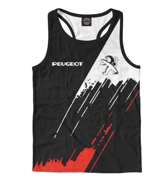 Мужская майка-борцовка с изображением Peugeot цвета Белый