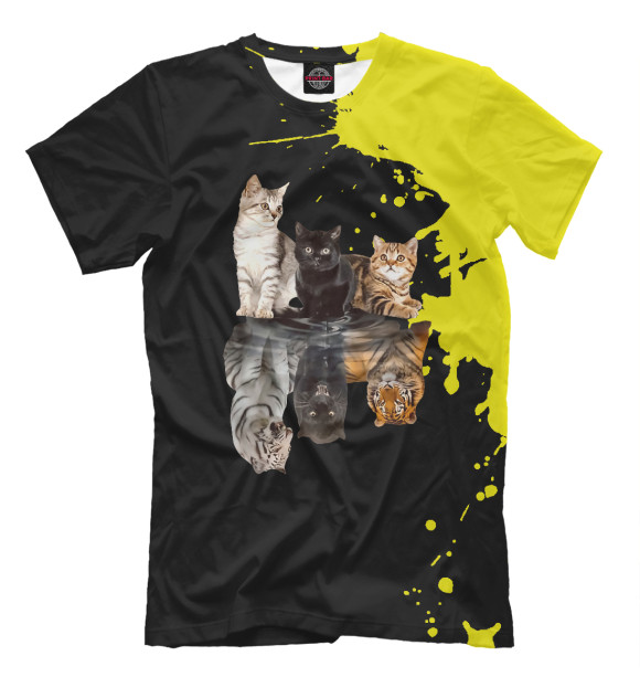 Футболка для мальчиков с изображением Cats Reflection Mirror Chee цвета Белый