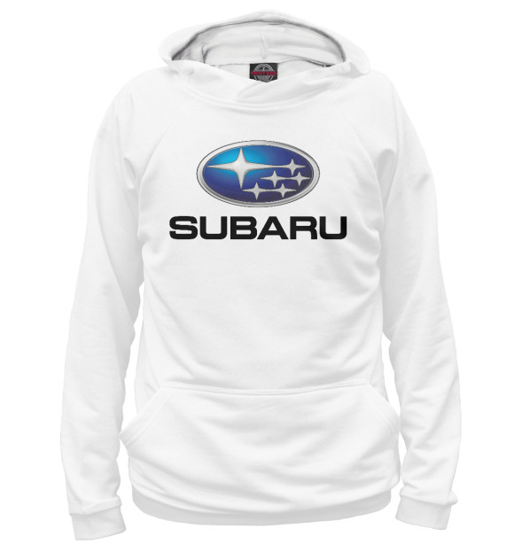 Мужское худи с изображением Subaru цвета Белый