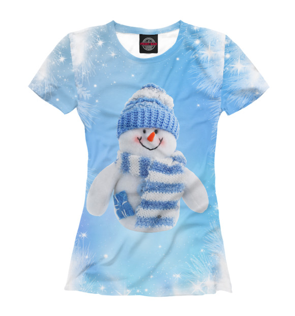 Женская футболка с изображением Снеговик цвета Белый