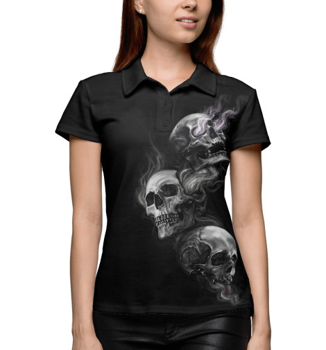 

Поло Print Bar, Белый, Три черепа