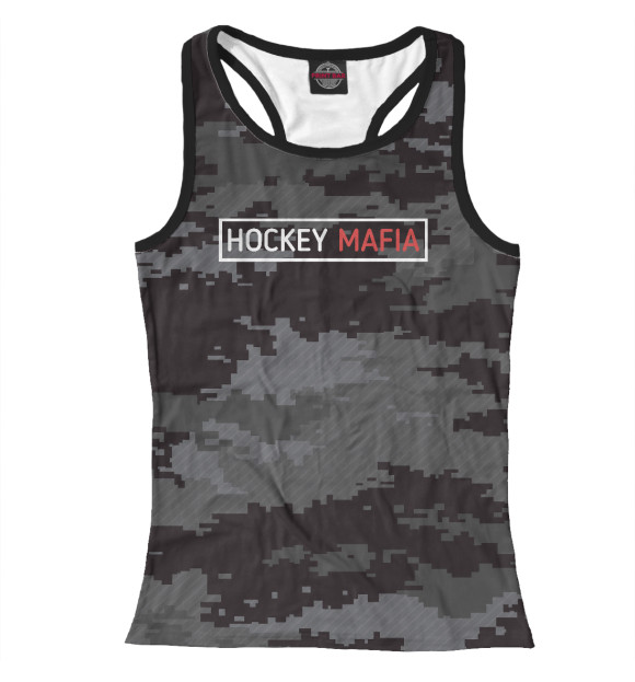 Женская майка-борцовка с изображением Hockey mafia цвета Белый