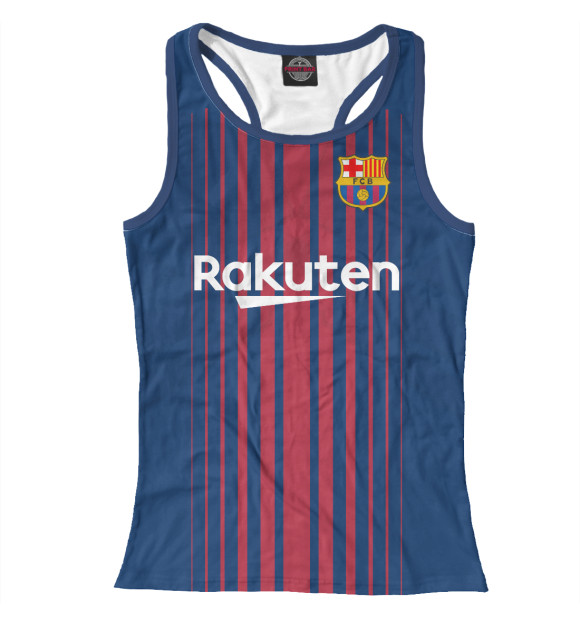 Женская майка-борцовка с изображением Барселона Форма Домашняя 17/18 цвета Белый