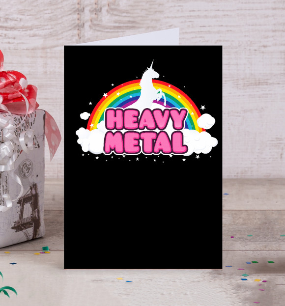 Открытка с изображением Heavy Metal Unicorn цвета Белый