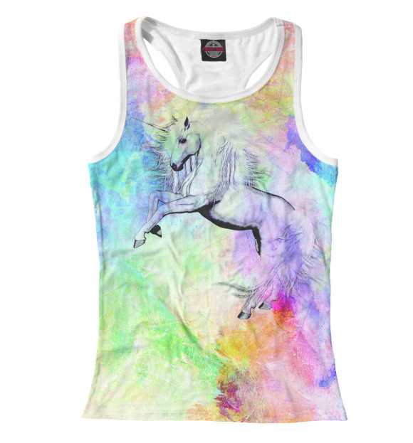 Женская майка-борцовка с изображением Единорог цвета Белый