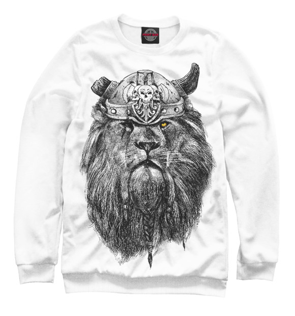 Женский свитшот с притом Лев цвета Белый Женский свитшот с изображением Лев цвета Белый